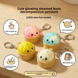 Cute Kawaii Dumpling Fidget Toys Mechanical Switch Clicker Light Up Dim Sum Bao Bun Keychain Stress Relief For Backpack Adults