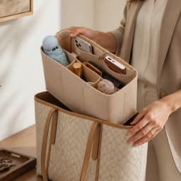 Felt Tote Bag Organizer, Inner Storage Bag with Lining, Anti-Deformation, Multi-Pocket Inner Insert for Classified Storage
