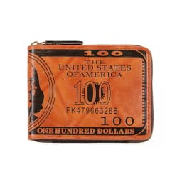 Men's Wallets with 100 US Dollar Pattern Hasp Male Leather Wallet with Zipper Card Holder Coin Pocket Purse Cartera Hombre