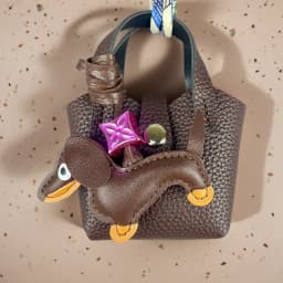 Mini PU Leather Bag For AirPods Case/Lip Balm/Coins With Tiny Dachshund As Decoration-Functional & Decor Leather Pouch-Gift