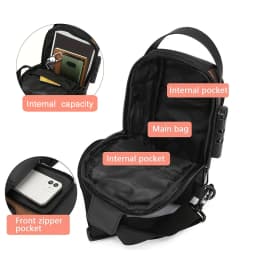 Durable Oxford Fabric Men's Sling Bag - Stylish Motorcycle Crossbody Chest Pack with Phone Pocket, Zip Closure for Daily Commute