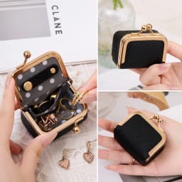 New Mini Women's Solid Color PU Leather Jewelry Box Can Store Rings Necklaces Earrings Portable Coin Purse With Kiss Clasp
