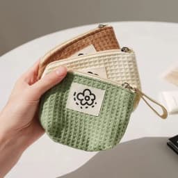 Japanese Cute Simple Waffle Change Bag Storage Bag Women's Wrist Bag