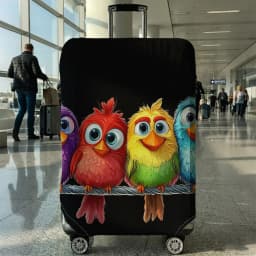 Rainbow Bird Pattern Luggage Protection Cover, Suitable for 18-32 Inch Luggage Covers, Handle Gloves, Travel Accessories