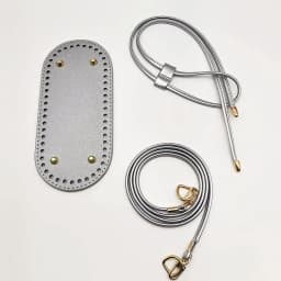 3Pcs DIY Purse Making Kit with Chain PU Leather Bucket Bag Base & Shoulder Strap Crochet Handbag Accessories 
