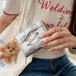 Women's Bow Lace Up Wallet Ultra Thin Multi Card Slot Zipper Coin Purse Portable Cute Small Card Holder