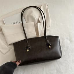 Y2K Trend Large Capacity Work Shoulder Bag Solid Color Simple Lady Handbags PU Leather Tote Bag Women Female