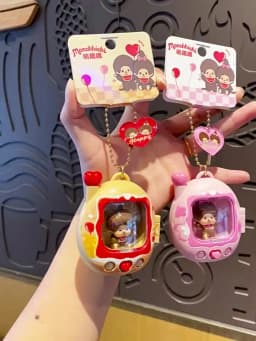 Retro Tv Doll Keychain Light Up Miniature Plastic Blind Box Charm Press To Shine Aesthetic Y2k Bag Gifts For Women And Teens