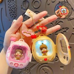 Retro Tv Doll Keychain Light Up Miniature Plastic Blind Box Charm Press To Shine Aesthetic Y2k Bag Gifts For Women And Teens