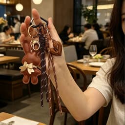 New PU Leather Bunny Keychain Heart Decoration Key Holders Hanging Charm Solid Color Bag Pendant Accessories Gift