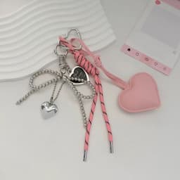 INS Bag Key Chain Korean Style Bow Phone Pendant Chain Heart Charm Strap Braided Rope Bag Hanging Decors Jewelry Gift Decoration