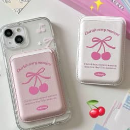 Korean Cute Bow MagSafe Wallet Magnetic Card Holder for iPhone 17 16 15 14 Pro Max PU Leather Pocket Phone Bag Accessory INS