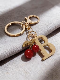 Premium Gold Elegant Letter Keychain, A-Z Alphabet 3D Pendant, Red Heart Accessory, Fashionable Silver Key Chain Ring, Bag/Backp