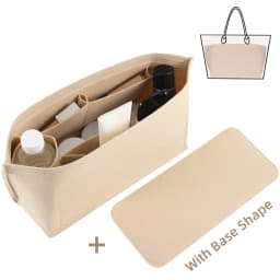 Purse Organizer Insert for Handbags & Base Shaper 2pc Set, Felt Organizer Insert Large Tote, Bag Organizer with Zipper, 3 Size