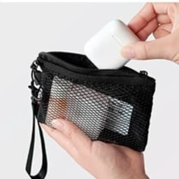 Fashion Lightweight Mesh Storage Bag With Zipper Solid Color Cosmetic Bag Multifunctional Polyester Makeup Pouch Makeup Storage