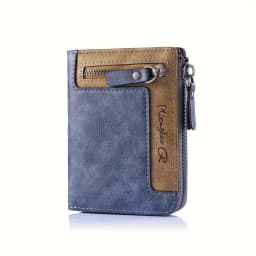 Men's Retro Short Wallet Multifunctional Fashion Zipper PU Leather Coin Purse High Quality Credit Card Holder Ideal Gift For Men