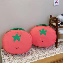 Tomato Shaped Cute Cosmetic Bag Nylon Waterproof Portable Makeup Pouch Unique Design Travel Wash Bag Multifunctional Toiletry St