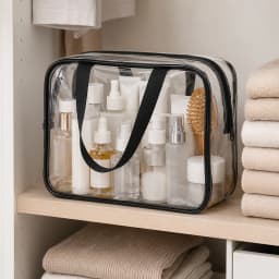 Clear Toiletry Bag Large Waterproof PVC Cosmetic Bag Transparent Travel Organizer with Handles for Women Bathroom Beach Storage