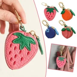 2026 Mini Cherry Fruit Shape Coin Purse Portable Strawberry Blueberry Peach Lemon Cute PU Leather Pouch Wallet Pendant Key Chain