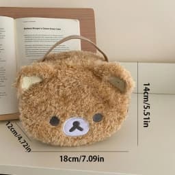 Hot Sales Gift: Anime Relaxed Bear Plush Cosmetic Bag - Women Girl Jewelry Organizer Pouch Makeup Storage Handbag