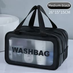 Dry-Wet Separation Double Transparent PU Mini Pouch Bag Portable Washing Bag Cosmetic Storage Bag Travel Fitness Essentials