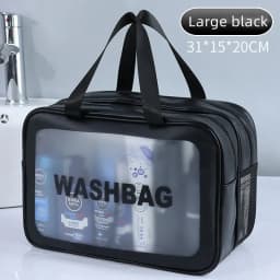 Dry-Wet Separation Double Transparent PU Mini Pouch Bag Portable Washing Bag Cosmetic Storage Bag Travel Fitness Essentials