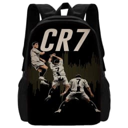 Football Star Child School Backpack with Lunch R-Ronaldos Bags ,Pencil Bags ,C-CR7 School Bags for Boys Girls Best Gift