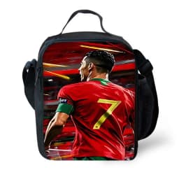 Football Star Child School Backpack with Lunch R-Ronaldos Bags ,Pencil Bags ,C-CR7 School Bags for Boys Girls Best Gift