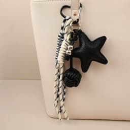 PU Leather Star and Ball Pendant Love Heart Ring Keychain Women Bag Decoration Backpace Accessories for Daily Use Gifts