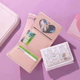PU Leather Kawaii Lolita Style Ballet Bunny & Bear Printed Short Wallet