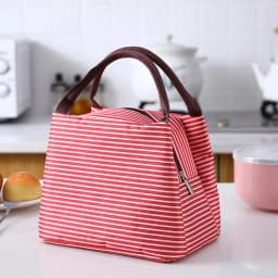 Stripes Lunch Bag For Women Isothermal Bag Packaged Food Thermal Bags Thermo Pouch Kids Lunch Bag Refrigerator Bag