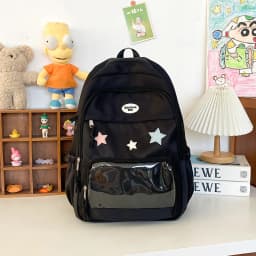 Japanese Y2k Aesthetic Star Transparent Backpack Women Students Casual Kawaii Star Schoolbag Girl High-capacity Preppy Backpacks