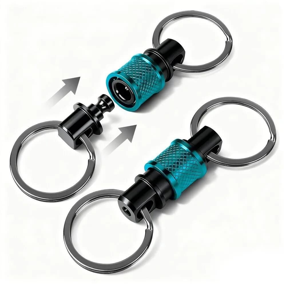 Double Headed Quick Release Keychain Aluminum Alloy Retractable Detachable Keychain Compact 360° Rotation Clip Pull Apart Buckle