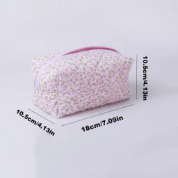 1PC Flower Printed Puffy Quilted Zipper Makeup Bag Storage Organizer Toiletry Handbag Cosmetic Pouch Large Travel Cosmetic Bag