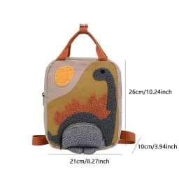 Long Neck Small Dinosaur Kindergarten Children Backpack Cartoon Hook Hair Embroidered Cute Backpack Canvas