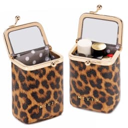 Leopard Print Lipstick Storage Bag Mini Portable Microfiber Leather Women's Makeup Bag Simple Jewelry Earphone Coin Purse with M