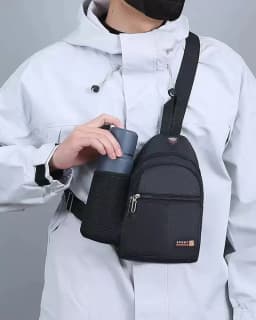New Waterproof Crossbody Bag, Fashionable Chest Bag, Multifunctional Casual Single Shoulder Water Cup, Men's Backpack for Travel