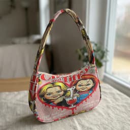 Trendy Chucky & Tiffany Print Shoulder Bag, Corduroy Underarm Bag for Daily Casual Use