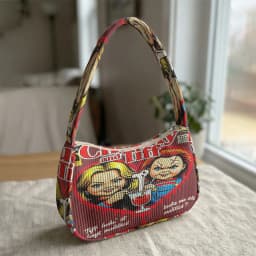 Trendy Chucky & Tiffany Print Shoulder Bag, Corduroy Underarm Bag for Daily Casual Use