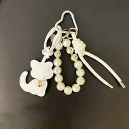 New Imitation Pearl Cat Mobile Phone Chain Gift Hanging Ornament Pendant Handbag Pendant Keychain Women Girls