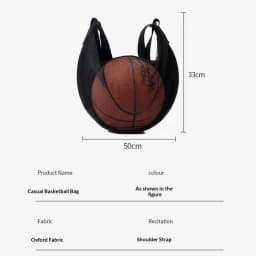 Anti-Tear Mesh Single Ball Bag Fits Size 7 Basketball Soccer Volleyball Crossbody Carrier With Adjustable Strap & Zipper