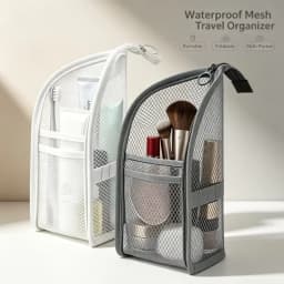 1/2pcs EVA Mesh Cosmetic Bag Travel Stand Storage Makeup Bag Organizer Female Make Up Pouch Portable Toiletry Beauty Case