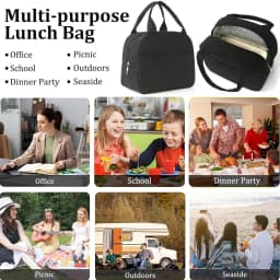 Reusable Thermal Insulated Bento Bag Embroidery Portable Corduroy Lunch Bag for Kid Ideal for Go To School/Travel Work Trips