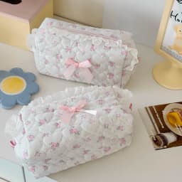 Wholesale Flower Women Lace Small Makeup Bag Travel Organizer Cosmetic Handbag Pouch Gilrs Cute Bow Square Zipper Wallet Bags
