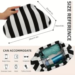 Women's Striped Beach Clutch Bag Versatile Small Woven Crochet Handbags Purses Knitting Dumpling Clutch Casual Bag