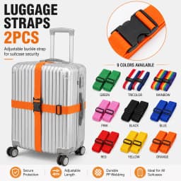 2Pcs Straight Shaped Luggage Straps for Suitcase Polyester Luggage Belt with Adjustable Release Buckle Unisex Travel Accessory