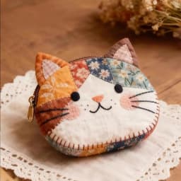 Japanese-Style Color-Blocking Cat Coin Purse, Cute and Stylish Makeup Bag, Student Stationery Storage Bag, with Ruler Set, Cartoon Portable Small Item Organizer, Cosmetics Storage