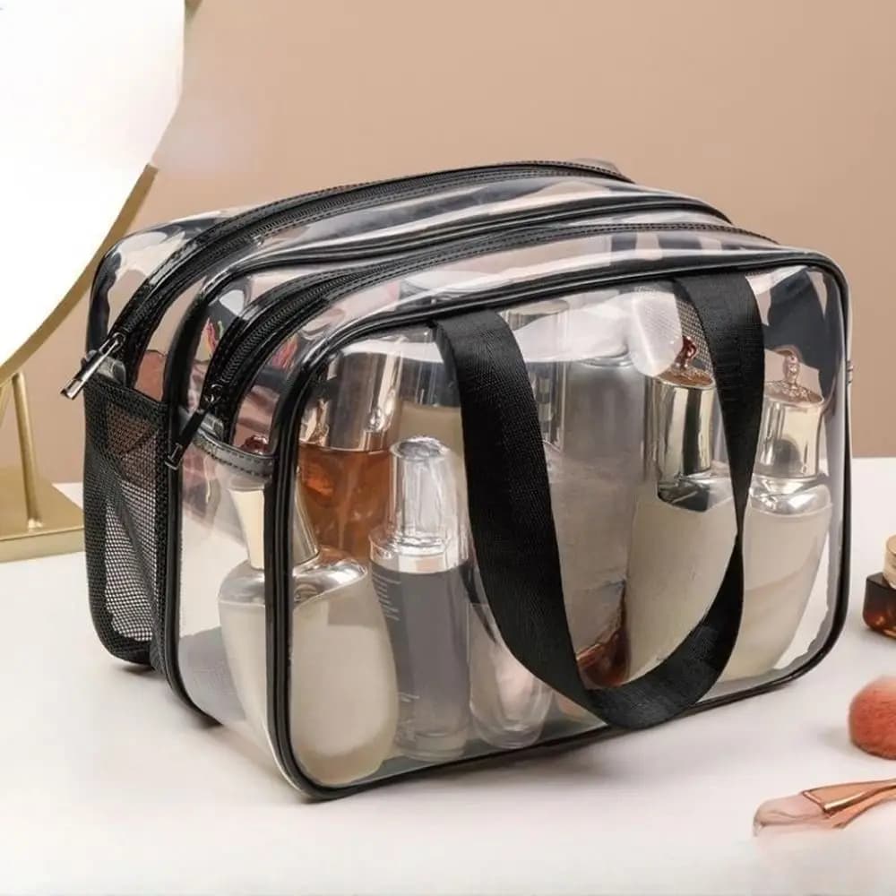 Multifunction Transparent Cosmetic Bag Dry and Wet Separation PVC Cosmetic Storage Bag Large Capacity Waterproof Makeup Bag