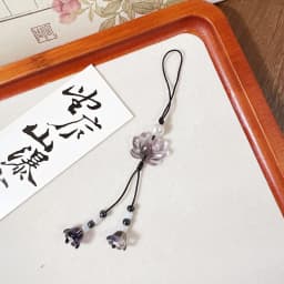 New Chinese-Style Beaded Handmade Phone Chain Traditional Lotus Pendant Ancient Chinese Decorative Keychain Charms Decoration