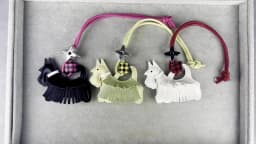 Trendy PU Leather Schnauzer Bag Charm with Tassel Fringe & Plaid Beads –Unique Car/Bag Accessory/Cute Ornament for Dog Lovers